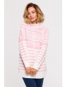 Długi sweter z golfem - różowy