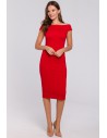 Dzianinowa sukienka midi - czerwona OUTLET