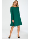 Rozkloszowana sukienka mini z długim rękawem - zielona OUTLET