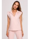 Elegancka bluzka z poduszkami na ramionach - cukierkowo-różowa