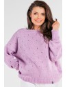 Sweter z dziurkami - fioletowy