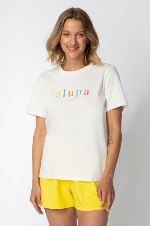 CM6705 T-shirt z nadrukiem z przodu - ecru
