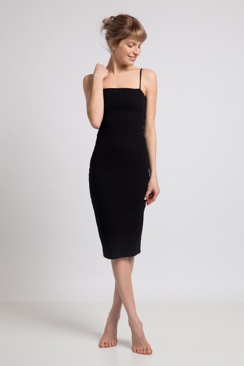 CM5981 Sukienka na cienkich ramiączkach - czarna OUTLET