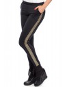 Eleganckie czarne legginsy z lampasem - model 1
