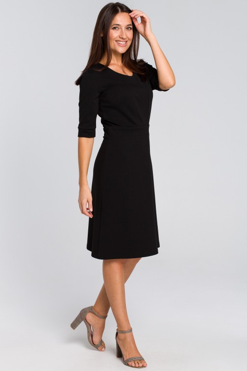 CM4141 Sukienka midi z krótkim rękawem - czarna