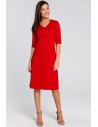 Sukienka midi z krótkim rękawem - czerwona