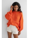 Sweter oversize z bufiastymi rękawami - pomarańczowy