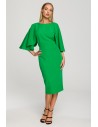 Sukienka midi z szerokimi rękawami - soczysto-zielona