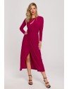 Sukienka maxi z rozcięciem w dekolcie - rubinowa