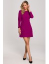 Trapezowa sukienka mini z długimi rękawami - rubinowa