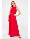 Sukienka maxi z dekoltem typu halter - czerwona