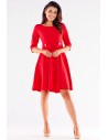 Sukienka rozkloszowana z krótkimi rękawami - czerwona