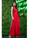 Długa sukienka maxi z rozcięciami - czerwona