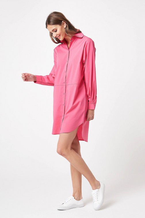 CM4204 Koszulowa sukienka mini - różowa