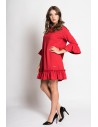 Sukienka mini z falbanką - czerwona